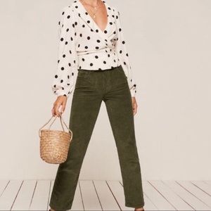 Reformation Lane Courdoroy Pants in Olive Size 23